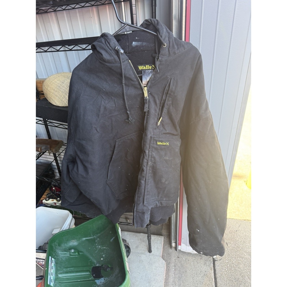 Walls Insulated Hooded Duck Work Jacket Black Men's 3XL Regular Heavy Canvas